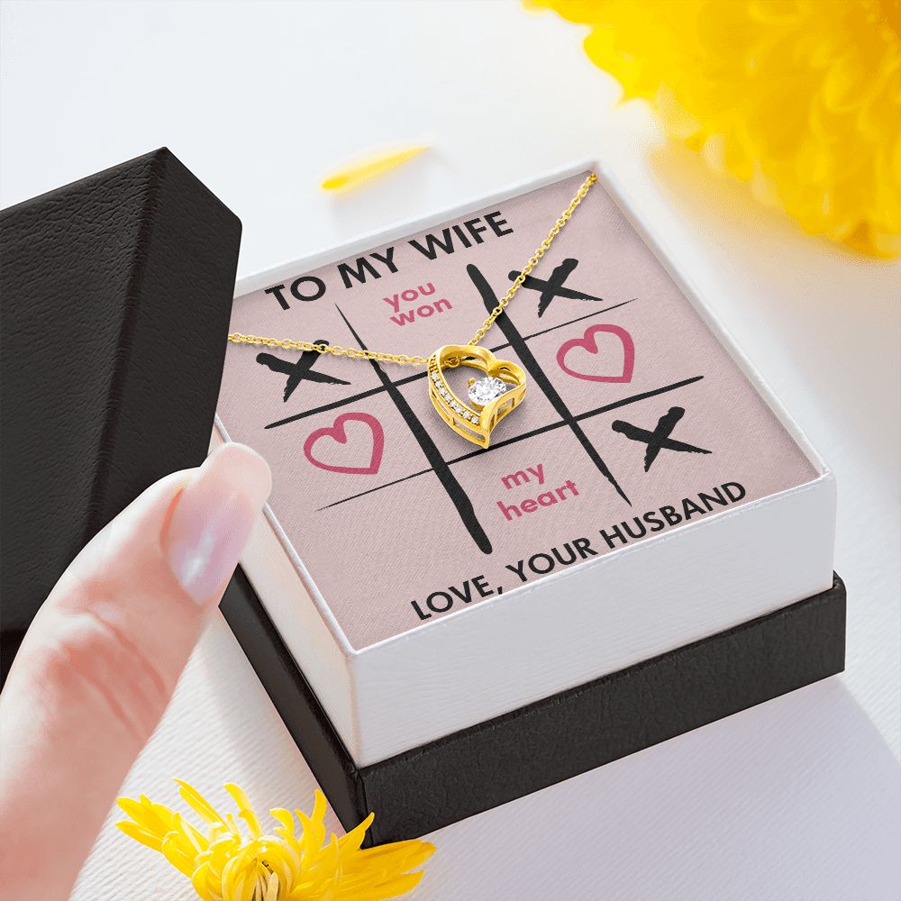 Forever Love Necklace, You Won My Heart, Wife Necklace With Message Card, Birthday Gift For Her