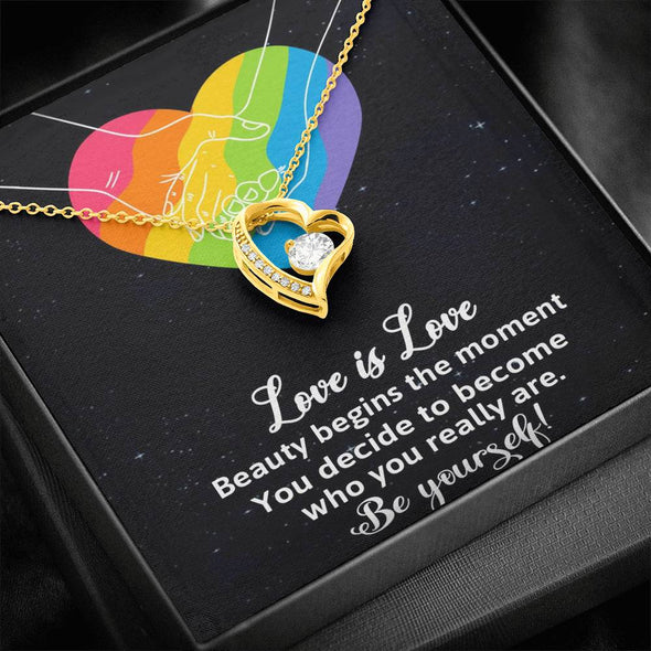 Dear Wife, Beauty Begins The Moment, Jewelry For Wife, Forever Love Necklace, Wedding Necklace, Congratulations Gift, Heart Necklace, Necklace For LGBT Couples