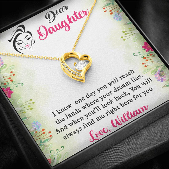 To My Daughter, You Will Always Find Me Right Here For You, Necklace With Message Card, Gift Ideas For Daughter, Birthday Gift, Customized Hearts Necklace