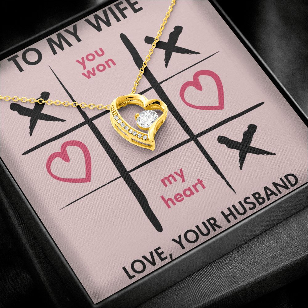 Forever Love Necklace, You Won My Heart, Wife Necklace With Message Card, Birthday Gift For Her
