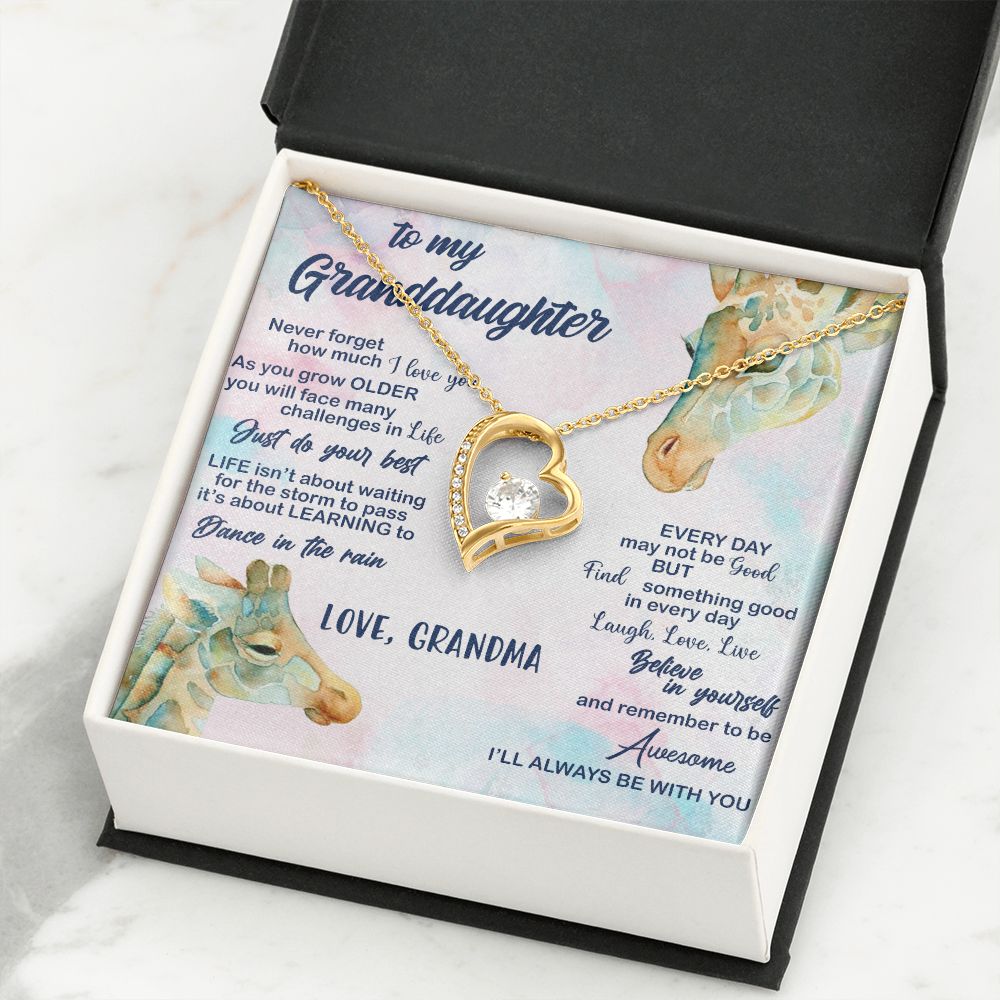 TO MY GRANDDAUGHTER, FOREVER LOVE NECKLACE WITH MESSAGE CARD FOR GRANDDAUGHTER, BIRTHDAY GIFT FOR HER, FROM GRANDMA