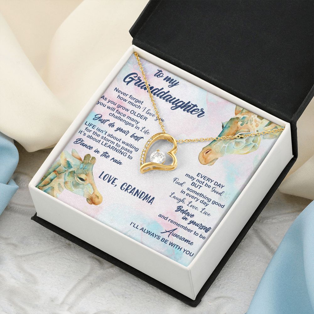 TO MY GRANDDAUGHTER, FOREVER LOVE NECKLACE WITH MESSAGE CARD FOR GRANDDAUGHTER, BIRTHDAY GIFT FOR HER, FROM GRANDMA