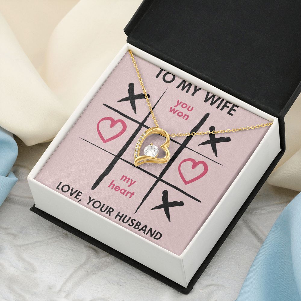 Forever Love Necklace, You Won My Heart, Wife Necklace With Message Card, Birthday Gift For Her