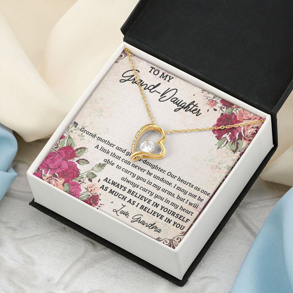 GRANDMOTHER AND GRANDDAUGHTER, FOREVER LOVE NECKLACE WITH MESSAGE CARD FOR GRANDDAUGHTER, BIRTHDAY GIFT FOR HER, FROM GRANDMA