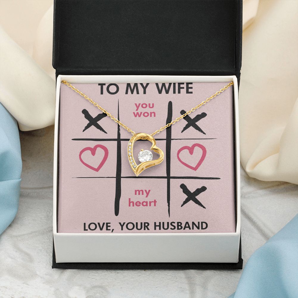Forever Love Necklace, You Won My Heart, Wife Necklace With Message Card, Birthday Gift For Her