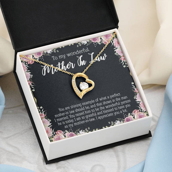 Mother In Law Necklace With Message Card, I Appreciate You a Lot, Mother's Day Necklace, Heart Necklace, Birthday Gift, Christmas Gift, Heart Necklace