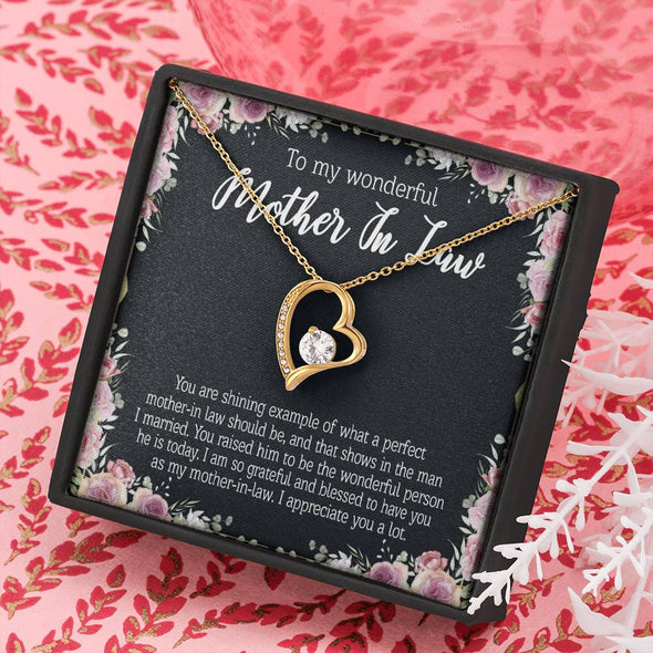 Mother In Law Necklace With Message Card, I Appreciate You a Lot, Mother's Day Necklace, Heart Necklace, Birthday Gift, Christmas Gift, Heart Necklace