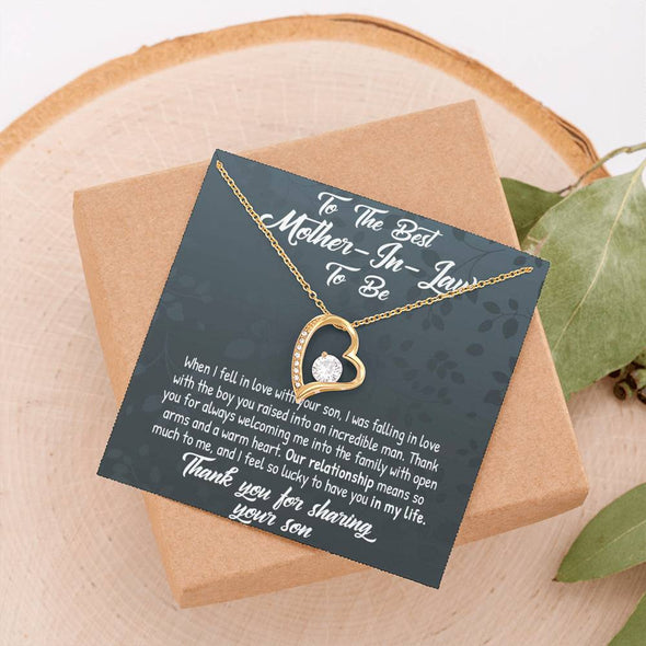 Mother In Law Necklace With Message Card, You Are Different Than My Mom, Mother's Day Necklace, Heart Necklace, Birthday Gift, Christmas Gift, Mother in Law Jewelry