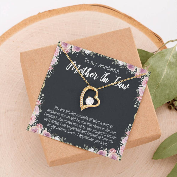 Mother In Law Necklace With Message Card, I Appreciate You a Lot, Mother's Day Necklace, Heart Necklace, Birthday Gift, Christmas Gift, Heart Necklace