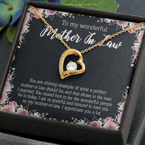 Mother In Law Necklace With Message Card, I Appreciate You a Lot, Mother's Day Necklace, Heart Necklace, Birthday Gift, Christmas Gift, Heart Necklace