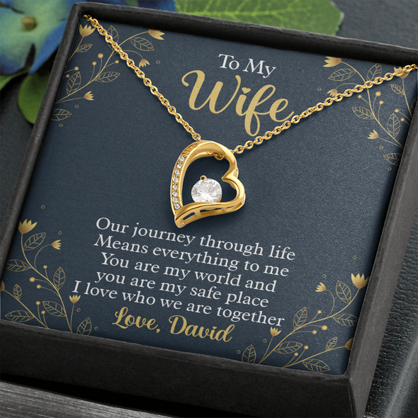 To My Beautiful Wife, Forever Love Necklace With I Love Who We Are Together Message Card, Pendant For Her, Jewelry For Her, Anniversary, Birthday, Gift For Her, Customized Message Card