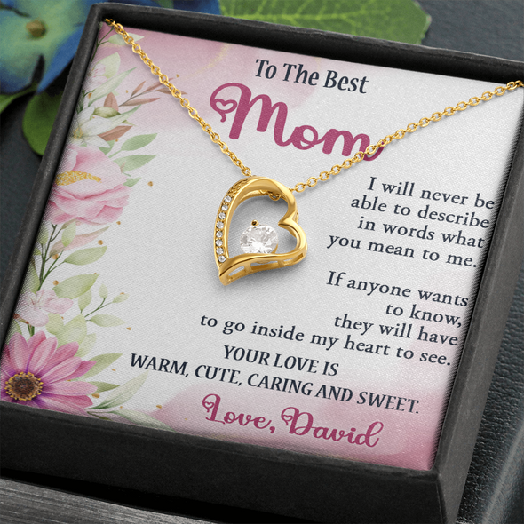 To The Best Mom, Forever Love Necklace, Gift For Mom, Mother's Day Special Gift, Mom's Birthday Gift, Custom Pendant for Mom, Necklace for Mom, Precious Gift For Mom