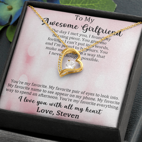 To My Awesome Girlfriend, Forever Love Necklace, Customized Pendant For Her, Birthday Gift, Christmas, Anniversary, Gift For Her, Valentine's Day, Jewelry For Her