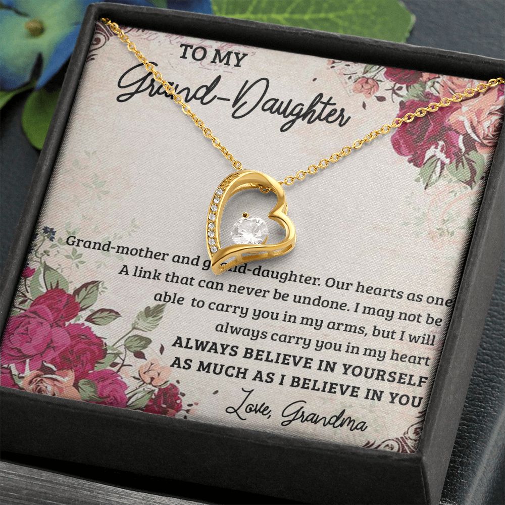 GRANDMOTHER AND GRANDDAUGHTER, FOREVER LOVE NECKLACE WITH MESSAGE CARD FOR GRANDDAUGHTER, BIRTHDAY GIFT FOR HER, FROM GRANDMA