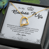 My Badass Wife, Forever Love Necklace With Straighten Your Crown And Remember I Will Love You Always Message Card, Jewelry For Her, Birthday, Gift For Her, Pendant For Her, Customized Message Card