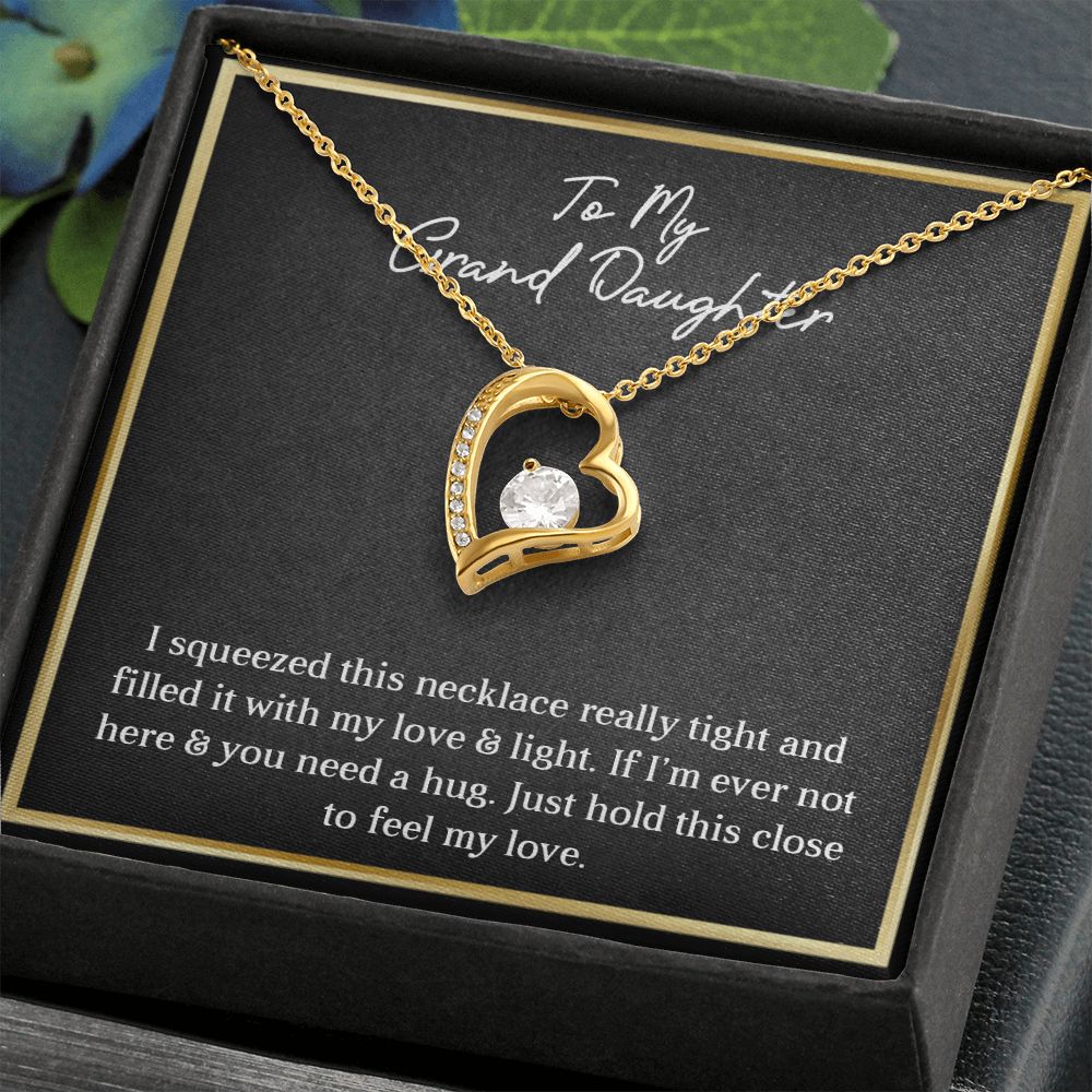 MY GRANDDAUGHTER, FOREVER LOVE NECKLACE WITH MESSAGE CARD FOR GRANDDAUGHTER, BIRTHDAY GIFT FOR HER, FROM GRANDMA/GRANDPA