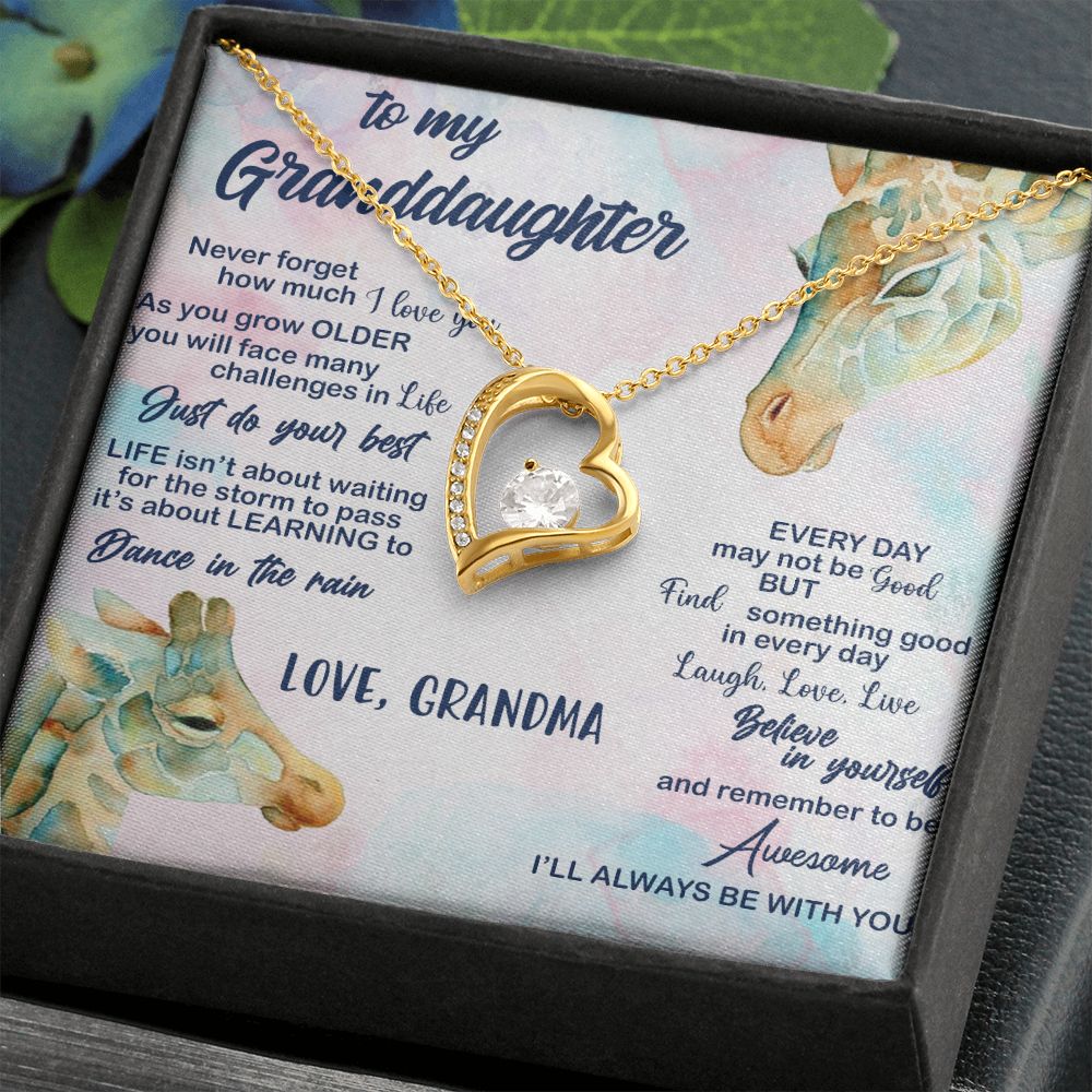 TO MY GRANDDAUGHTER, FOREVER LOVE NECKLACE WITH MESSAGE CARD FOR GRANDDAUGHTER, BIRTHDAY GIFT FOR HER, FROM GRANDMA