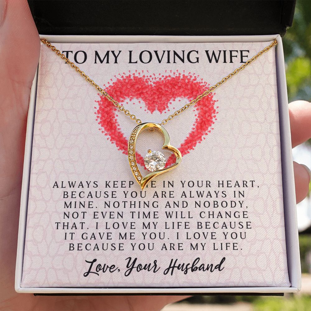 Forever Love Necklace, My Loving Wife, Necklace With Message Card, Birthday Gift For Her