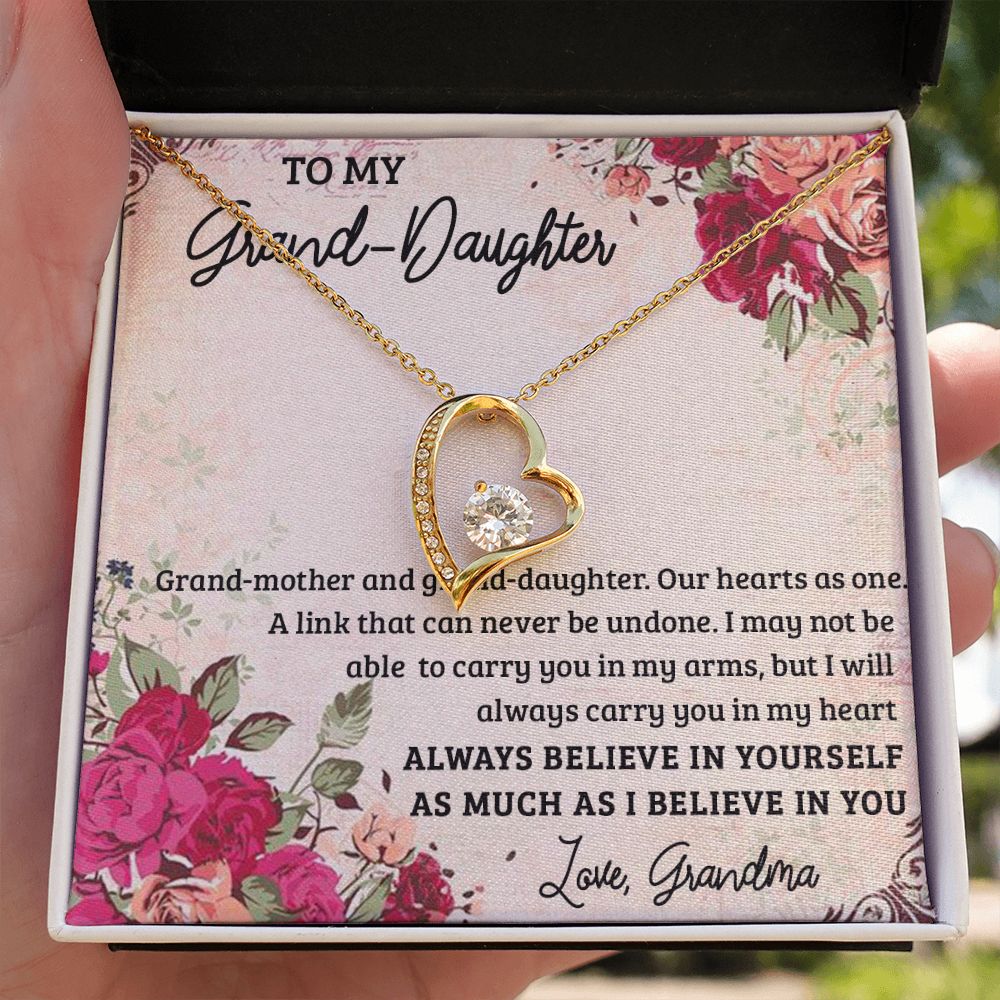 GRANDMOTHER AND GRANDDAUGHTER, FOREVER LOVE NECKLACE WITH MESSAGE CARD FOR GRANDDAUGHTER, BIRTHDAY GIFT FOR HER, FROM GRANDMA