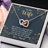 To My Beautiful Wife, Interlocking Hearts Necklace With I Love Who We Are Together Message Card, Pendant For Her, Jewelry For Her, Anniversary, Birthday, Gift For Her, Customized Message Card