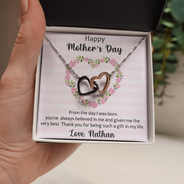 Happy Mother's Day, Interlocking Hearts Necklace, Gift For Mom From Daughter, Mother's Day Special Gift, Mom Birthday Gift from Daughter, Jewelry Gift for Mom, Necklace for Mom