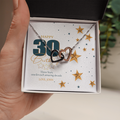 Customized Birthday Name & Age, Interlocking Hearts Necklace, Gift For Mom/Wife/Girlfriend/Sister, Best Birthday Gift For Her, Jewelry For Her, Precious Gift For Her, Necklace For Her