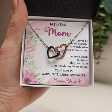 To The Best Mom, Interlocking Hearts Necklace, Gift For Mom, Mother's Day Special Gift, Mom's Birthday Gift, Custom Pendant for Mom, Necklace for Mom, Precious Gift For Mom