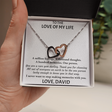 To Love Of My Life, Interlocking Hearts Necklace, Customized Pendant For Her, Birthday Gift, Christmas, Anniversary, Gift For Her, Valentine's Day, Jewelry For Her