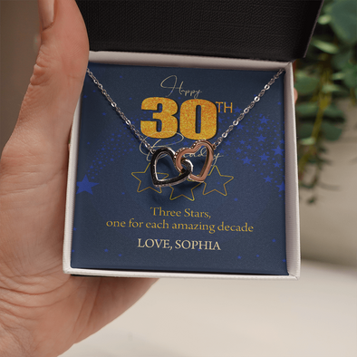 Customized Birthday Name & Age, Interlocking Hearts Necklace, Gift For Mom/Wife/Girlfriend/Sister, Best Birthday Gift For Her, Necklace For Her, Precious Gift For Her, Jewelry For Her