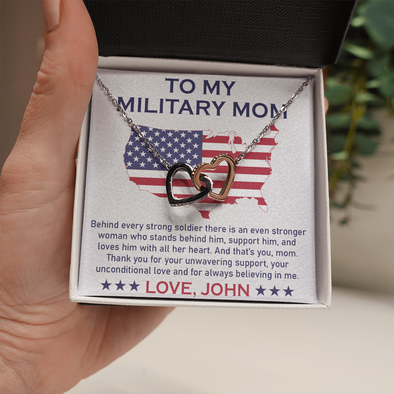 To My Military Mom, Interlocking Hearts Necklace, Birthday, Mother's Day, Christmas, Anniversary, Gift For Her Valentine's Day, Jewelry For Mom, Customized Pendant For Mom
