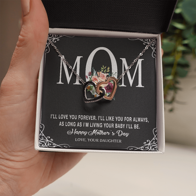 To Mom, Interlocking Hearts Necklace, Gift For Mom From Daughter, Mother's Day Special Gift, Mom Birthday Gift from Daughter, Jewelry Gift for Mom, Necklace for Mom