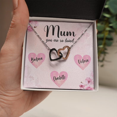 Mum Customized Pendant, Interlocking Hearts Necklace, Customized Pendant For Her, Mother's Day Gift, Birthday Gift, Christmas, Anniversary, Gift For Her, Valentine's Day, Jewelry For Her
