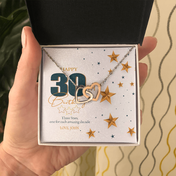 Customized Birthday Name & Age, Interlocking Hearts Necklace, Gift For Mom/Wife/Girlfriend/Sister, Best Birthday Gift For Her, Jewelry For Her, Precious Gift For Her, Necklace For Her