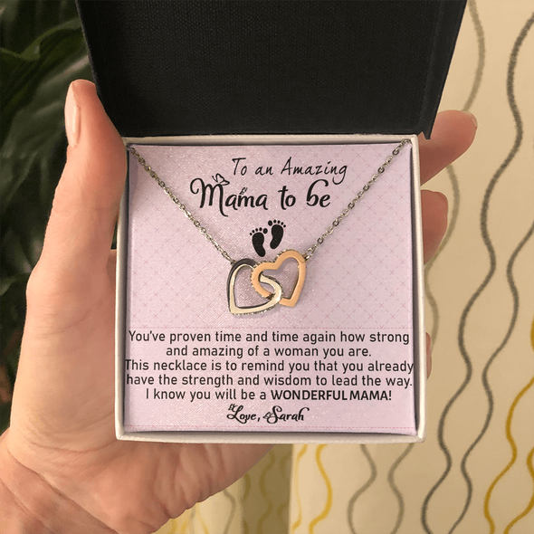 To An Amazing Mama To Be, Interlocking Hearts Necklace, Customized Pendant For Newly Mom, Birthday, Mother's Day, Christmas, Anniversary, Gift For Her Valentine's Day, Jewelry For Mom