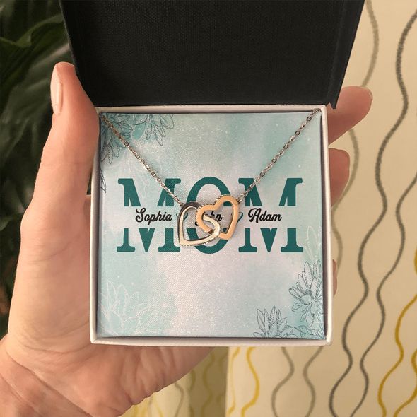 Mom Customized Pendant, Interlocking Hearts Necklace, Customized Pendant For Her, Birthday Gift, Christmas, Anniversary, Gift For Her, Valentine's Day, Jewelry For Her