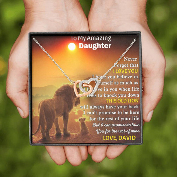 To My Daughter, Never Forget That I Love You, Necklace With Message Card, Gift Ideas For Daughter, Birthday Gift, Customized Interlocking Hearts Necklace