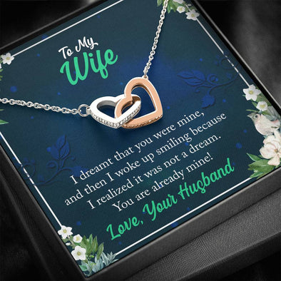 Two Hearts Necklace With Message Card, Gold/Silver Heart Necklace, Gift For Wife, To My Wife You Are Already Mine, Jewelry For Her