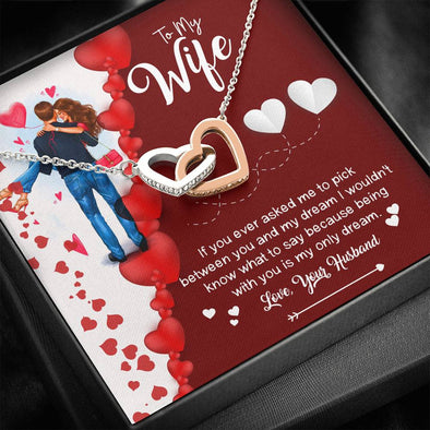 Anniversary Gift For Wife, Interlocking Heart Pendant For Wife, Gold/Silver Necklace, Couple Gifts, Jewelry For Wife, Present For Birthday, Christmas, Valentine's Day