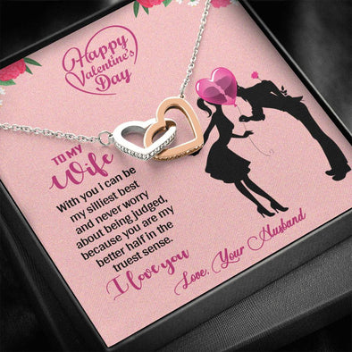 Interlocking Heart Necklace For Wife, Gold/Silver Necklace, Pendant For wife, To My Wife You Are my Better Half Necklace, Jewelry For Her
