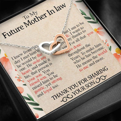 Future Mother In Law Necklace With Message Card, Infinity Heart Necklace, Mother Day Necklace, Mother in Law Gifts For Christmas, Interlocking Hearts Necklace