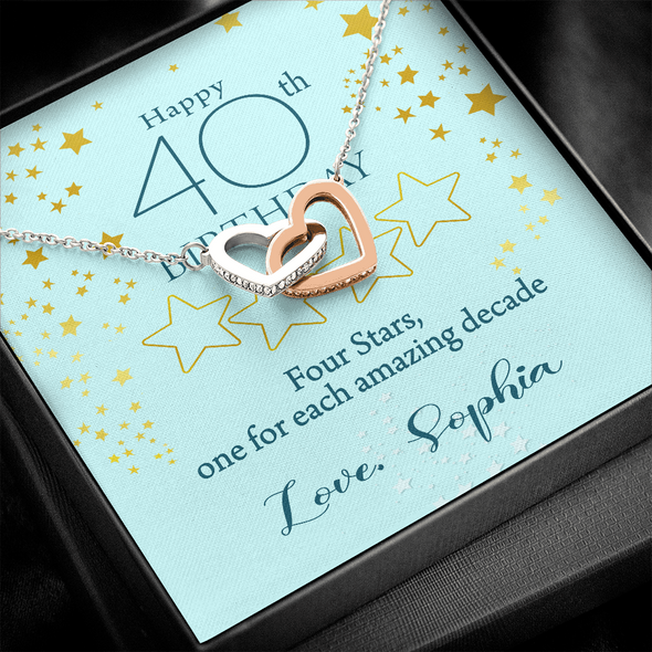 Customized Birthday Name & Age, Interlocking Hearts Necklace, Gift For Mom/Wife/Girlfriend/Sister, Birthday Gift For Her, Necklace For Her, Precious Gift For Her, Jewelry For Her, Best Birthday Gift
