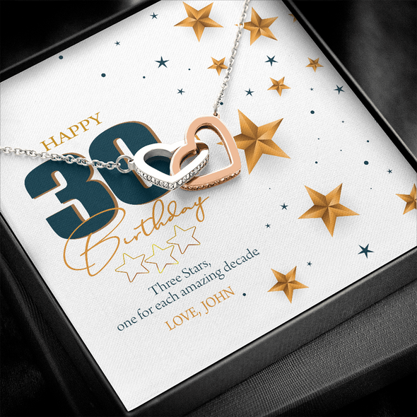 Customized Birthday Name & Age, Interlocking Hearts Necklace, Gift For Mom/Wife/Girlfriend/Sister, Best Birthday Gift For Her, Jewelry For Her, Precious Gift For Her, Necklace For Her