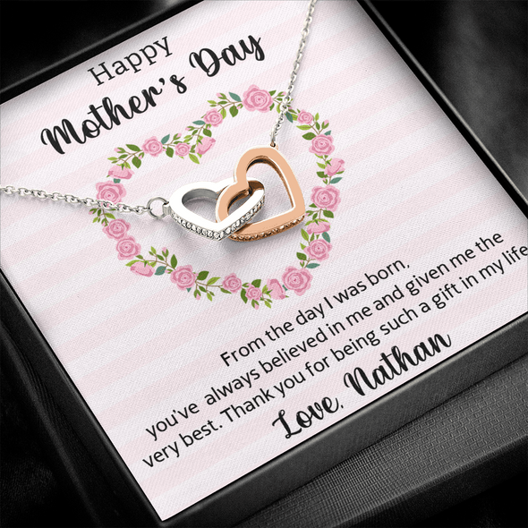 Happy Mother's Day, Interlocking Hearts Necklace, Gift For Mom From Daughter, Mother's Day Special Gift, Mom Birthday Gift from Daughter, Jewelry Gift for Mom, Necklace for Mom