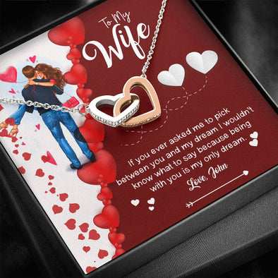 Interlocking Hearts Necklace with On Demand Message Card, Two Hearts Necklace, Custom Couple Gifts, Jewelry For Her, Gift For Valentine's Day, Christmas