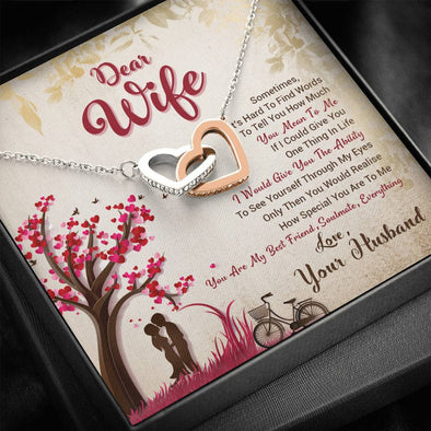 Valentine's Day Gift For Wife, To My Wife You Are So Special To Me Pendant, Interlocking Heart Pendant, Gold/Silver Heart Necklace With Message Card, Couple Gifts, Present For Wife