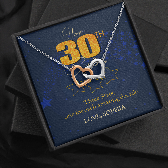 Customized Birthday Name & Age, Interlocking Hearts Necklace, Gift For Mom/Wife/Girlfriend/Sister, Best Birthday Gift For Her, Necklace For Her, Precious Gift For Her, Jewelry For Her