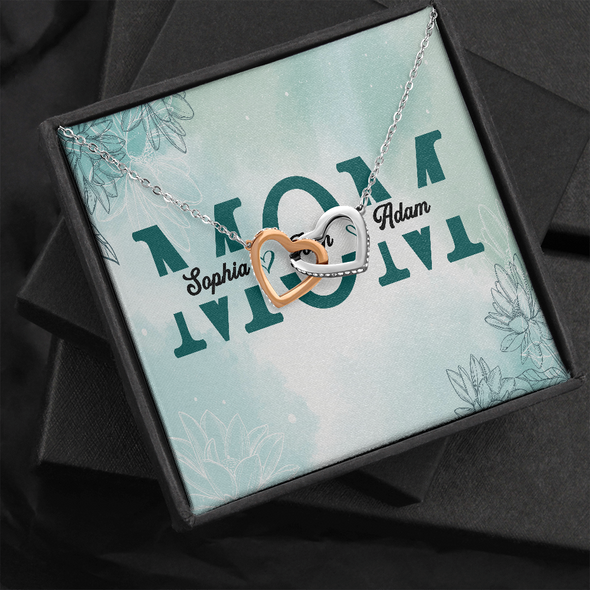 Mom Customized Pendant, Interlocking Hearts Necklace, Customized Pendant For Her, Birthday Gift, Christmas, Anniversary, Gift For Her, Valentine's Day, Jewelry For Her