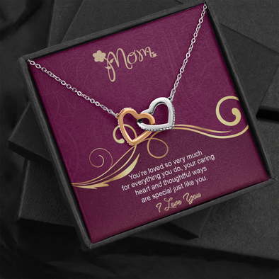 Mom, Interlocking Hearts Necklace With Your Ways are Special Just Like You Message Card, Mother's Day Gift, Pendant For Her, Anniversary, Birthday, Gift For Her, Jewelry For Her