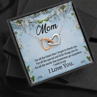 Mom, Interlocking Hearts Necklace With For All The Words That Sometimes Go Unspoken Message Card, Jewelry For Her, Mother's Day Gift, Anniversary, Birthday Gift For Her, Pendant For Her