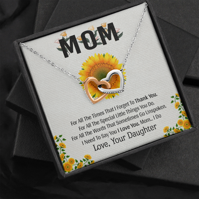 Mom, Interlocking Hearts Necklace With I Need To Say You I Love You Message Card, Anniversary, Mother's Day Gift From Daughter, Birthday, Pendant For Her, Jewelry For Her